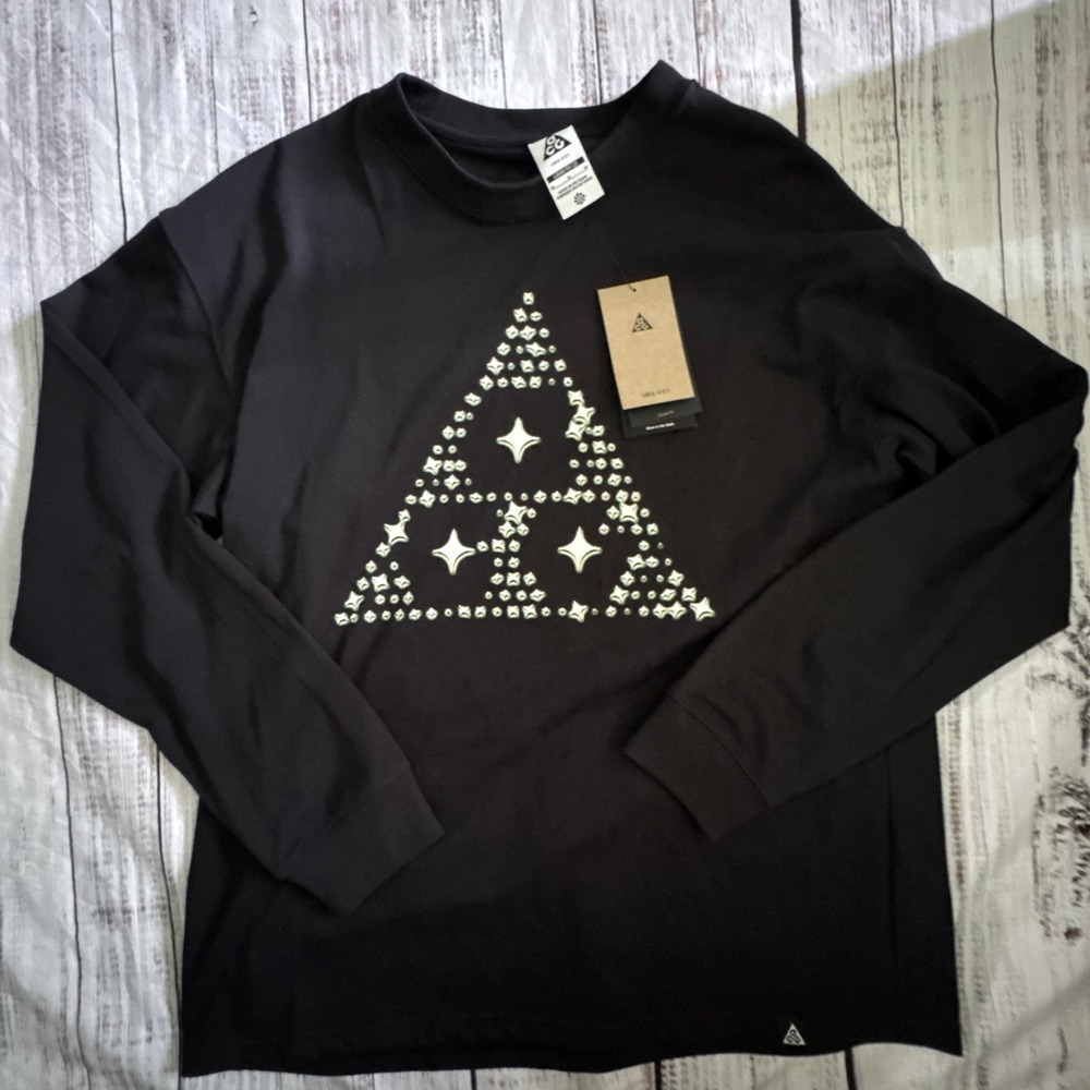 Nike ACG /Stars Graphic Loose Fit Long Sleeve Shirt HV2176-010 Black Men's M